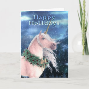 Cartão De Festividades Happy Holidays Yule Unicorn Card