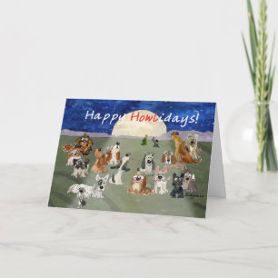 Cartão De Festividades Happy Howlidays Cartoon Dogs Christmas Card
