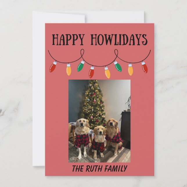 Cartão De Festividades Happy Howlidays Christmas Lights Photo Card (Frente)