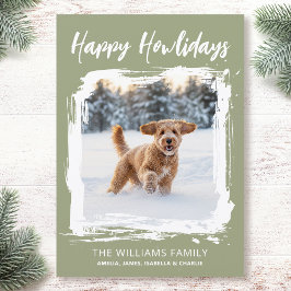 Cartão De Festividades Happy Howlidays Dog Custom Photo Christmas Green