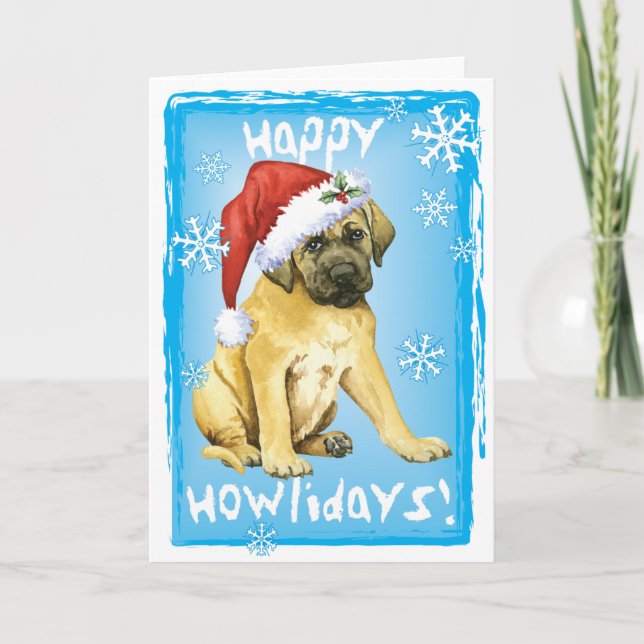 Cartão De Festividades Happy Howlidays Mastiff (Frente)