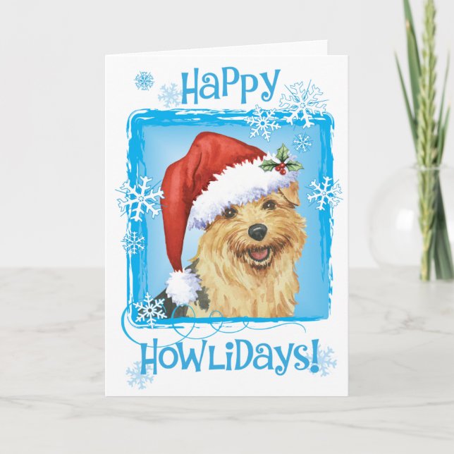 Cartão De Festividades Happy Howlidays Norfolk Terrier (Frente)