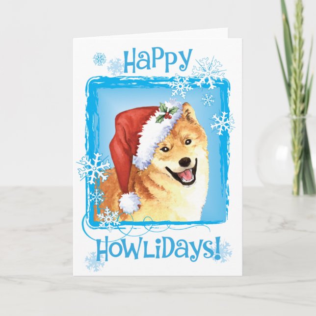 Cartão De Festividades Happy Howlidays Shiba Inu (Frente)
