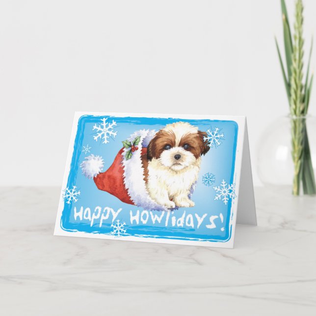 Cartão De Festividades Happy Howlidays Shih Tzu (Frente)
