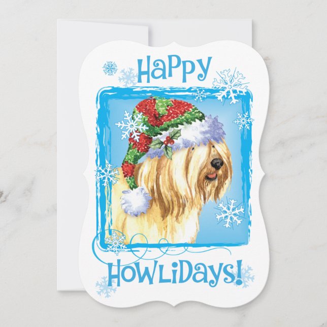 Cartão De Festividades Happy Howlidays Tibetan Terrier (Frente)