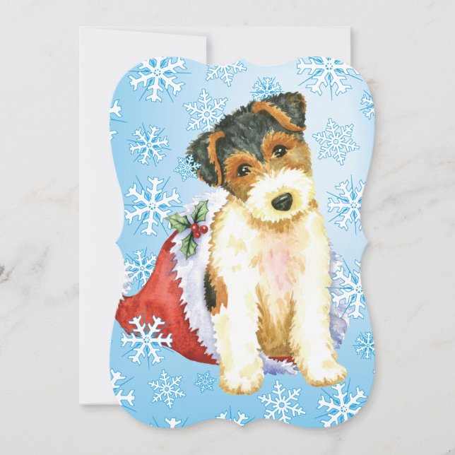 Cartão De Festividades Happy Howlidays Wire Fox Terrier (Frente)