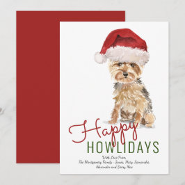 Cartão De Festividades Happy Howlidays Yorkshire Terrier Santa Hat