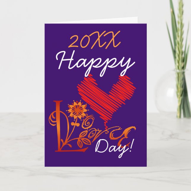 Cartão De Festividades hAPPY LOVE dAY Card - Personalizado (Frente)