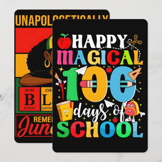 Cartão De Festividades Happy magical 100 days school 2026 Poster  (Frente/Verso)