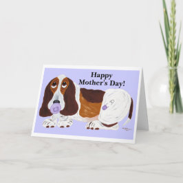 Cartão De Festividades Happy Mother's Day Baby Basset Hound