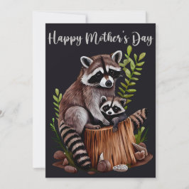 Cartão De Festividades Happy Mother's Day Cute Raccoons