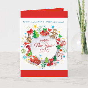 Cartão De Festividades Happy New Year 2022 & Christmas Characters