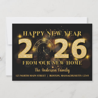 Cartão De Festividades Happy New Year 2026 Holiday Moving Announcement