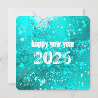 Cartão De Festividades Happy new year 2026 turquoise holiday card