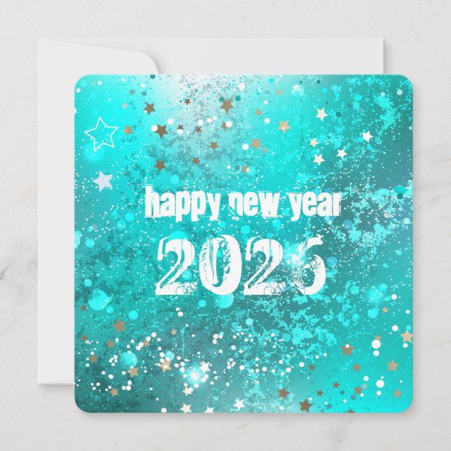 Cartão De Festividades Happy new year 2026 turquoise holiday card (Frente)