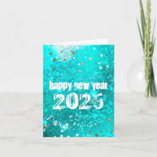 Cartão De Festividades Happy New year 2026 turquoise invitation