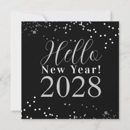 Cartão De Festividades Happy New Year Black and Silver Sparkle
