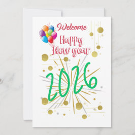 Cartão De Festividades Happy New year Card 2026 Simple and Beautiful 