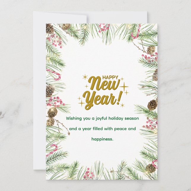 Cartão De Festividades Happy New Year Card | Modern Minimal Design (Frente)