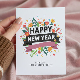 Cartão De Festividades Happy New Year Card – Personalized Name or Family