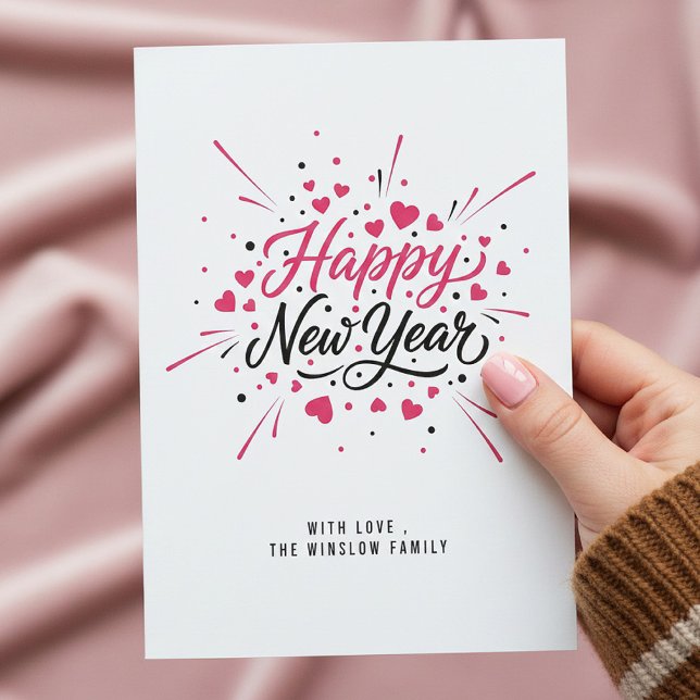 Cartão De Festividades Happy New Year Card – Personalized Name or Family (Criador carregado)