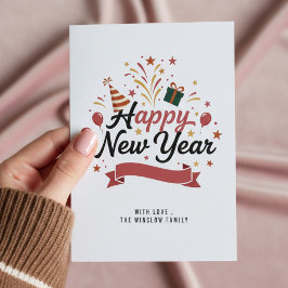 Cartão De Festividades Happy New Year Card – Personalized Name or Family