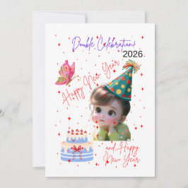 Cartão De Festividades Happy New Year & Happy Birthday Double Celebration