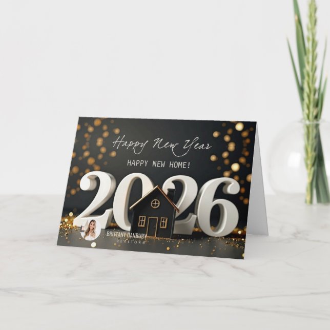 Cartão De Festividades Happy New Year Happy New Home Real Estate Realtor (Frente)