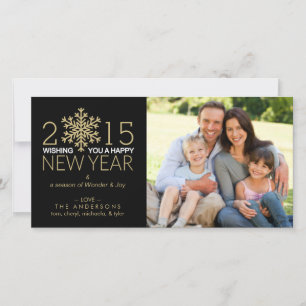 Cartão De Festividades Happy New Year Holiday Snowflake Family Photo