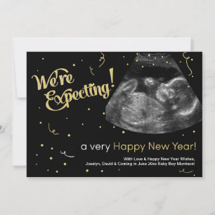 Cartão De Festividades Happy New Year Pregnancy Announcement Card