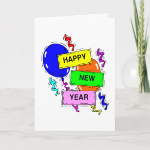 Cartão De Festividades Happy New Year Sign Party Celebration Balloons