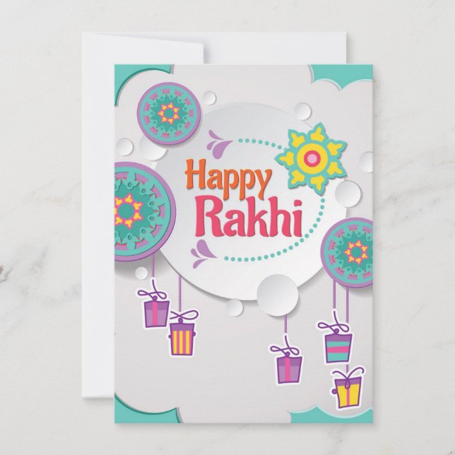 Cartão De Festividades Happy Rakhi Card for Brother (Frente)