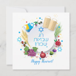 Cartão De Festividades Happy Shavuot - Texto hebraico, feriado judeu