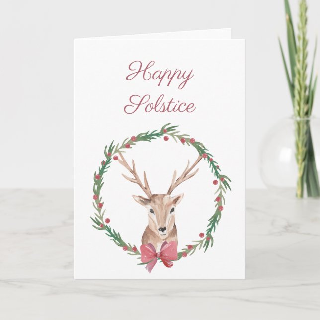 Cartão De Festividades Happy Solstice Deer Yule Greeting Card (Frente)