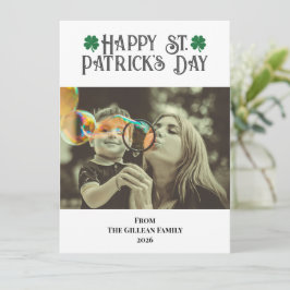 Cartão De Festividades Happy St. patrick's day Shamrocks family photo 