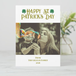 Cartão De Festividades Happy St. patrick's day Shamrocks family photo 