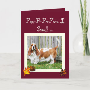Cartão De Festividades Happy Thanksgiving Card w/Basset, Turkey, and Pie