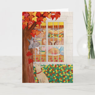 Cartão De Festividades Happy Thanksgiving Family Meal Scene