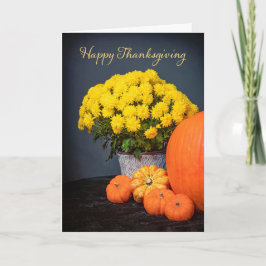 Cartão De Festividades Happy Thanksgiving For Anyone Mums and Pumpkins 