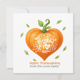 Cartão De Festividades Happy Thanksgiving Thankful Heart Pumpkin 