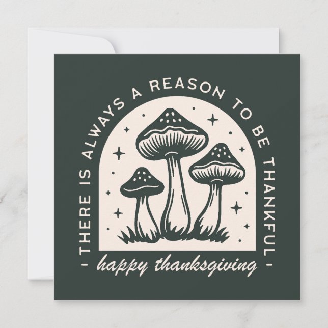 Cartão De Festividades Happy Thanksgiving thankful quotes green mushroom (Frente)