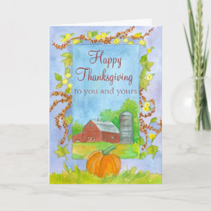 Cartão De Festividades Happy Thanksgiving To You and Yours Red Barn