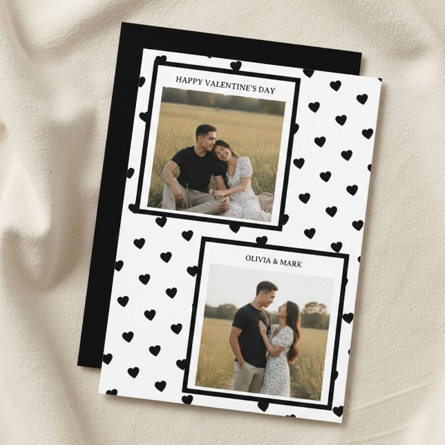 Cartão De Festividades Happy Valentine’s Day Card Black Heart Design (Criador carregado)