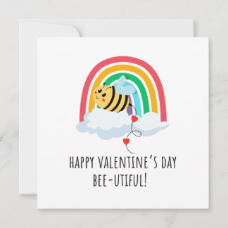 Cartão De Festividades Happy Valentine's Day Bee-utiful Flat Card