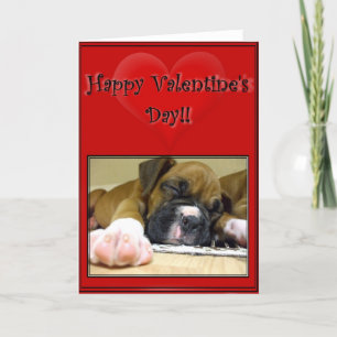 Cartão De Festividades Happy Valentine's Day Boxer puppy