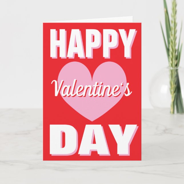 Cartão De Festividades Happy Valentine's Day card with heart (Frente)