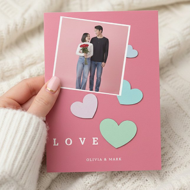 Cartão De Festividades Happy Valentines Day Custom Photo Collage Love (Criador carregado)