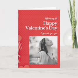 Cartão De Festividades Happy valentine's day Custom Photo Red Hearts