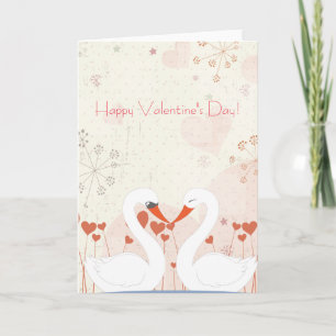 Cartão De Festividades Happy Valentine's Day Cute Romantic Swans