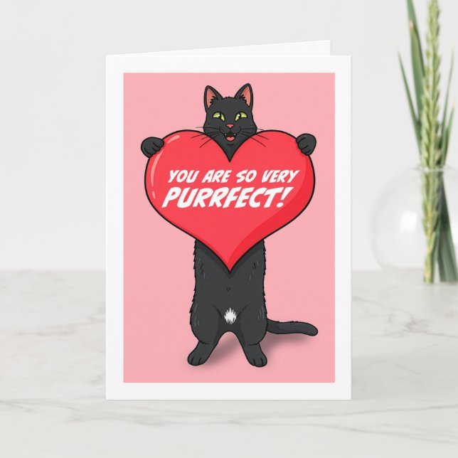 Cartão De Festividades Happy Valentines Day For Anyone Cat Holding Heart  (Frente)